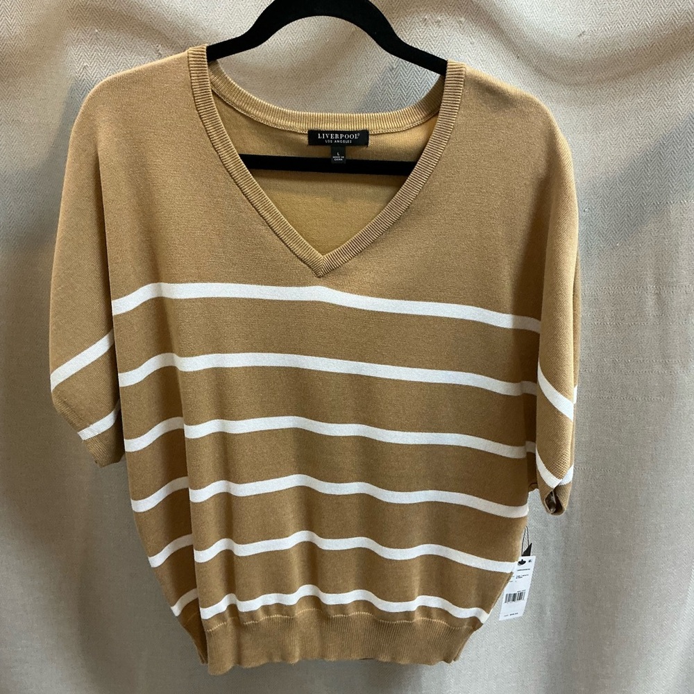 Liverpool Dolman V-neck Sweater Tan